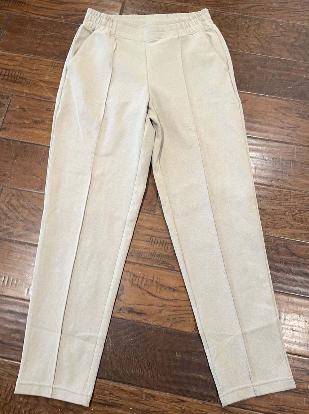 Mondetta Women's Size S Beige‎ Elastic Waist Pintuck Trousers